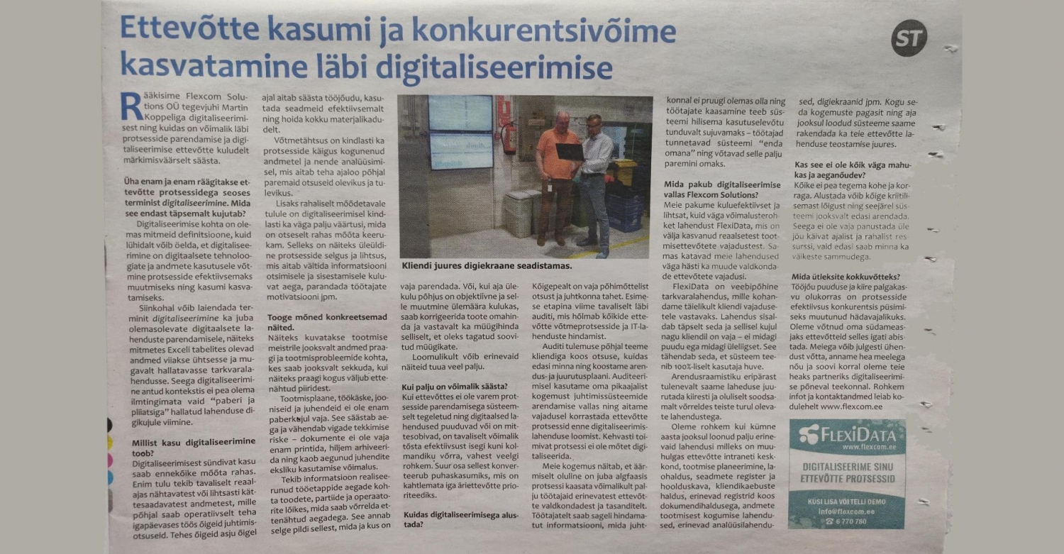 WE SHARED OUR THOUGHTS ABOUT DIGITALIZATION IN NEWSPAPER &quot;HARJU ELU&quot;.